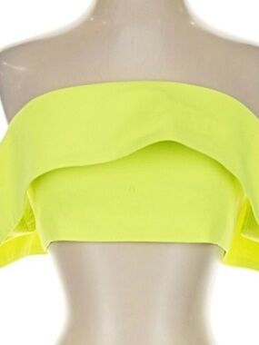House of London Neon Lime Off-Shoulder Crop Top
